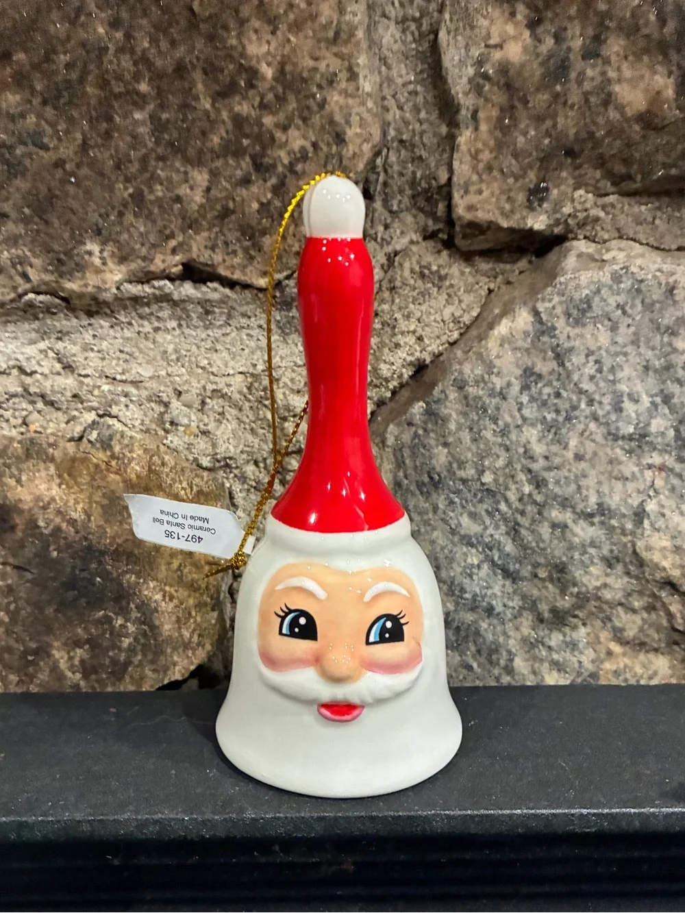 Crate & Barrel Santa Claus Christmas Bell Ornament Red and White Brand New